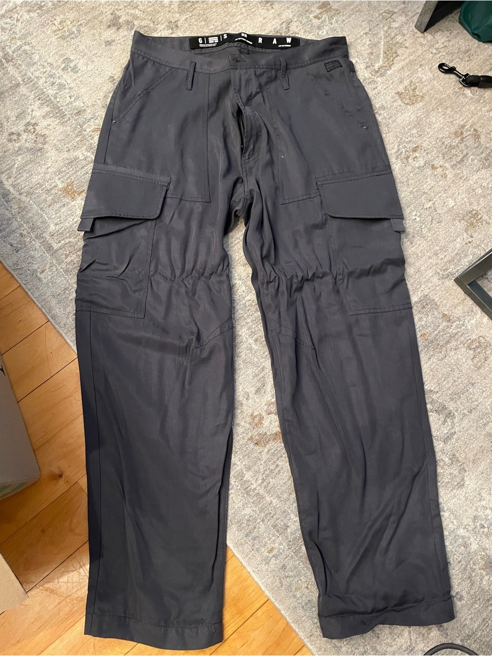 G-Star Raw Men's Charcoal Cargo Pants with Flap Pockets